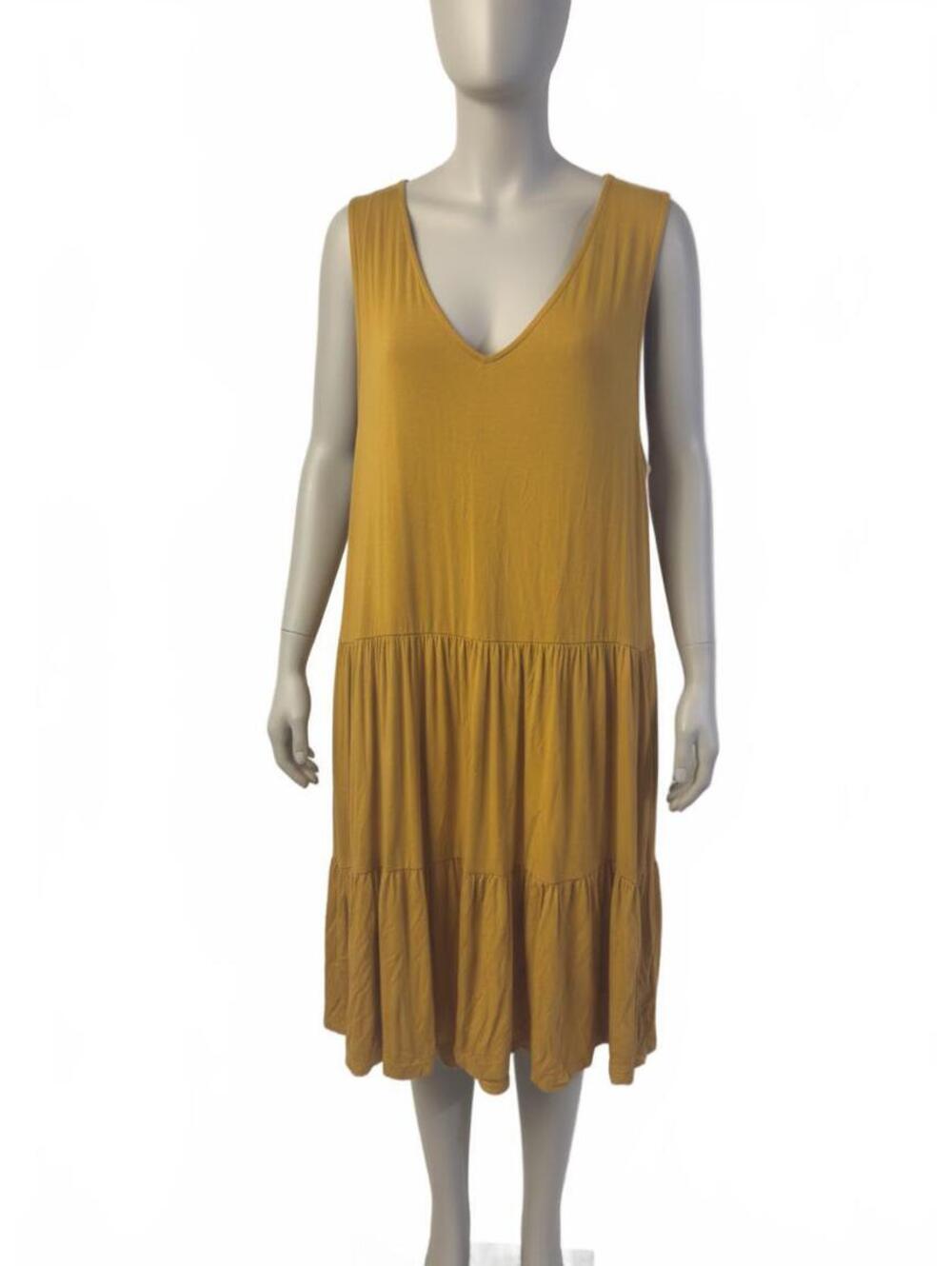 Lucky Brand Mustard Yellow Sleeveless V-Neck Midi Dress XL